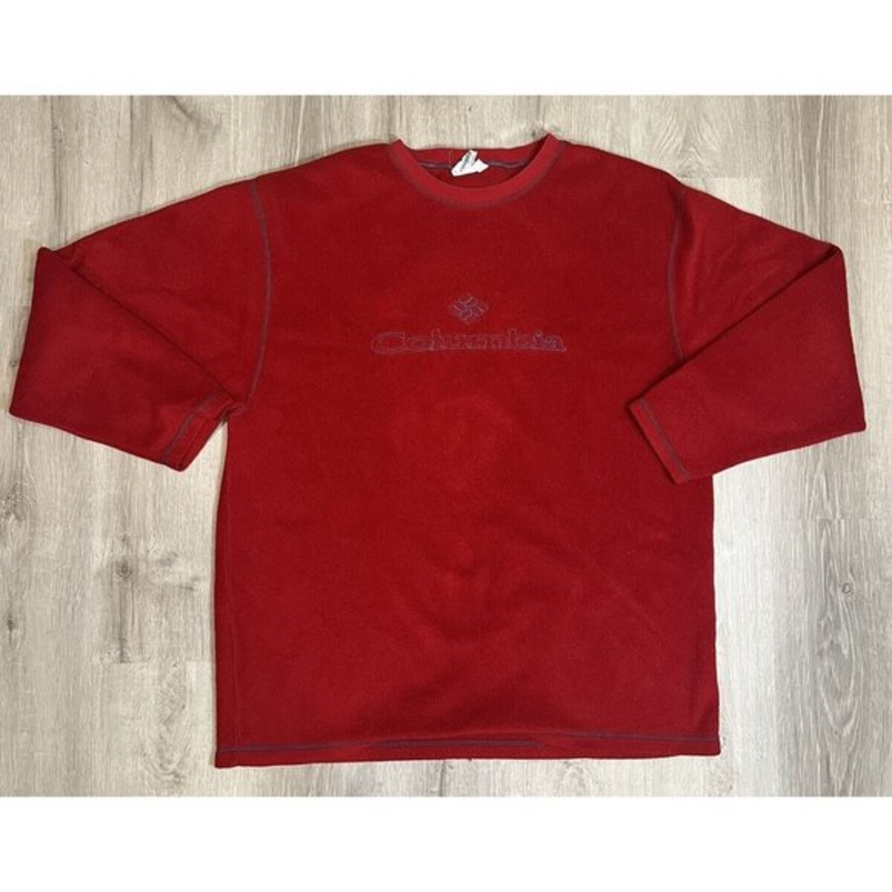 Columbia Embroidered Logo Fleece Pullover Sweater Vtg 90s Made in Canada
